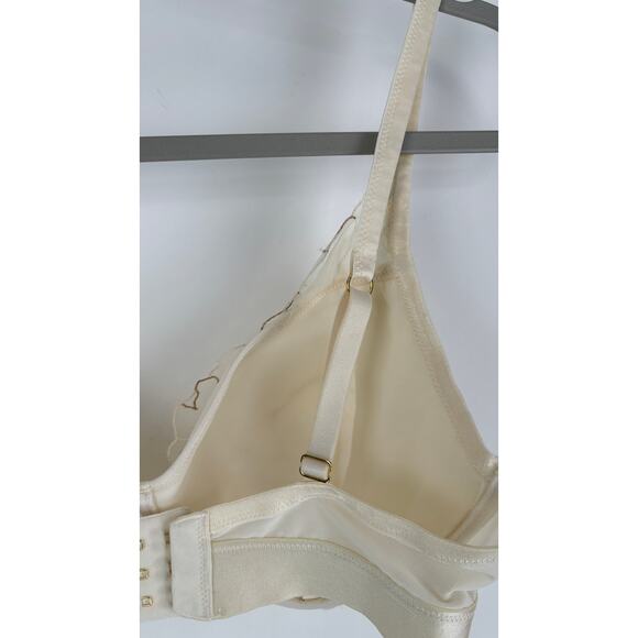 Soma Plunge Bra Linework Metallic Embroidery Womens Size 36DD Champagne Flawed - Picture 7 of 12